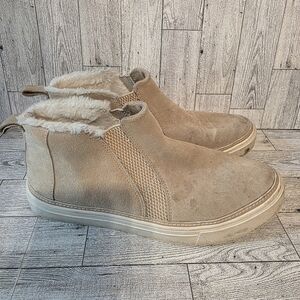 Tan Suede Fur-Lined Ankle Boots